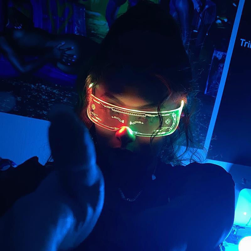 Flashing Glasses  Colorful Glasses One Piece Sunglasses Luminous Glasses Led Bar Disco Flash Goggles