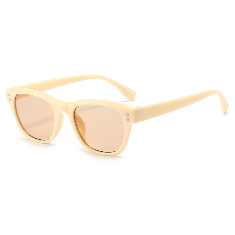 Sunglasses Women&#039;s New Fashion Square Frame Sunglasses Beige Nail Decorative Glasses Driving Sunglasses 5268
