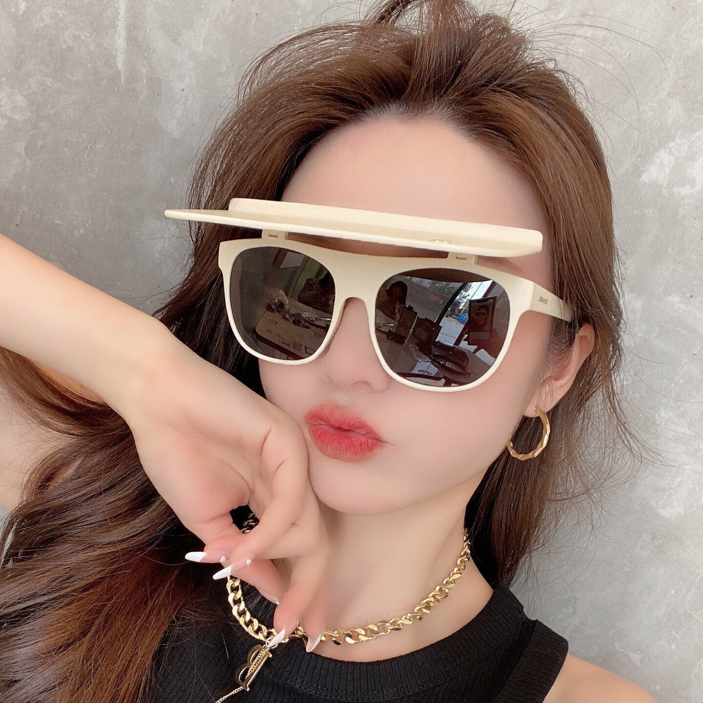 Flip Glasses Fashion Internet Celebrity Same Type European and American Style Sunglasses Men and Women Outdoor Sunshade