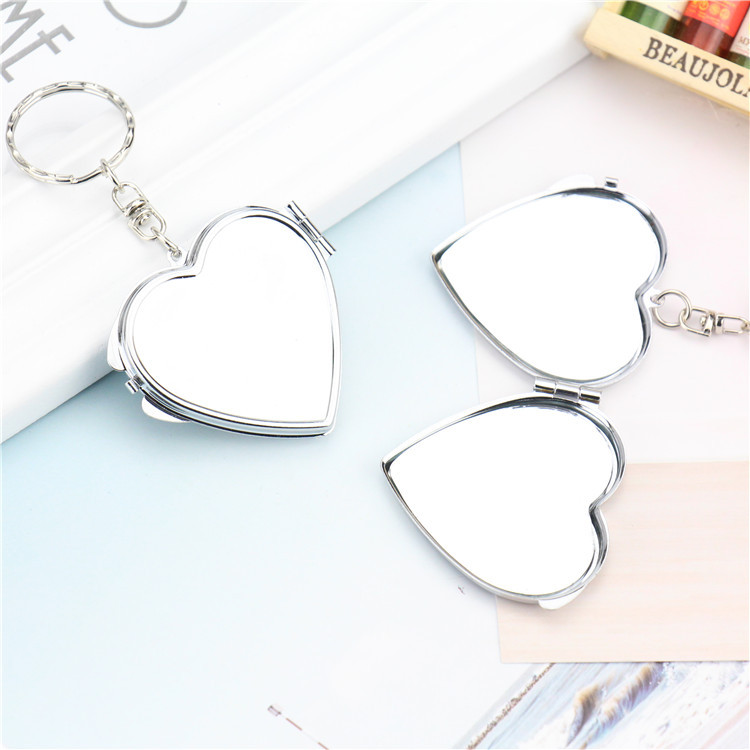 Mini Korean Style Metal Makeup Mirror Double-Sided Folding Mirror Small round Mirror Mirror DIY Key Pendant Buckle Set