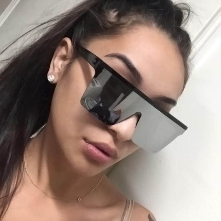 2021 New Arrival One-Piece Landscape Sunglasses Men&#039;s Cool Fashion Sunglasses Big Square Rim Sunglasses Ins Style