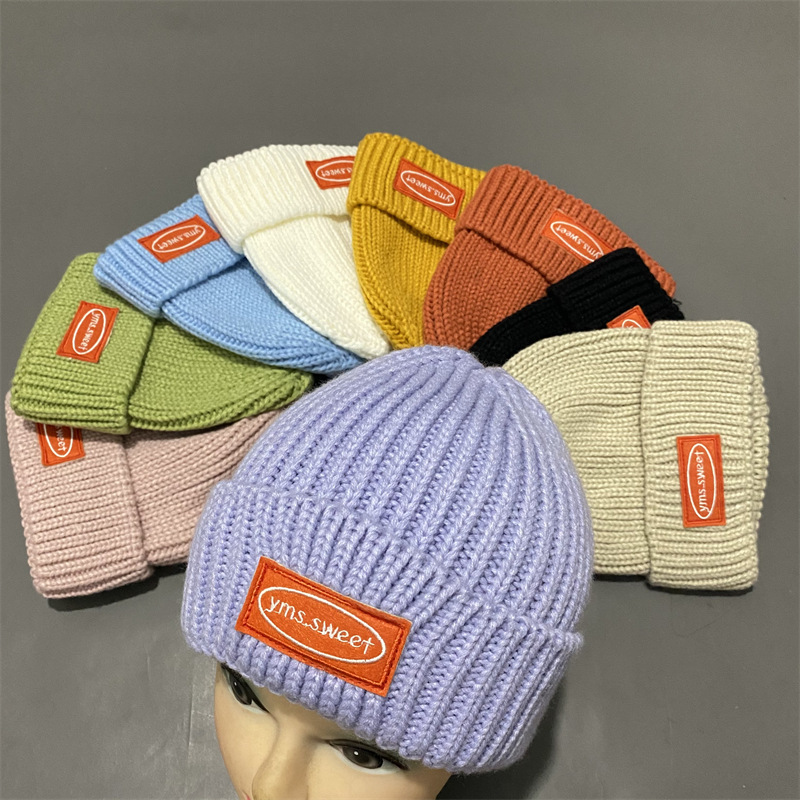 Cross-Border New Arrival Letters Knitted Hat Men&#039;s and Women&#039;s Warm Flanging Wool Hat Versatile Korean Ins Casual Skullcap