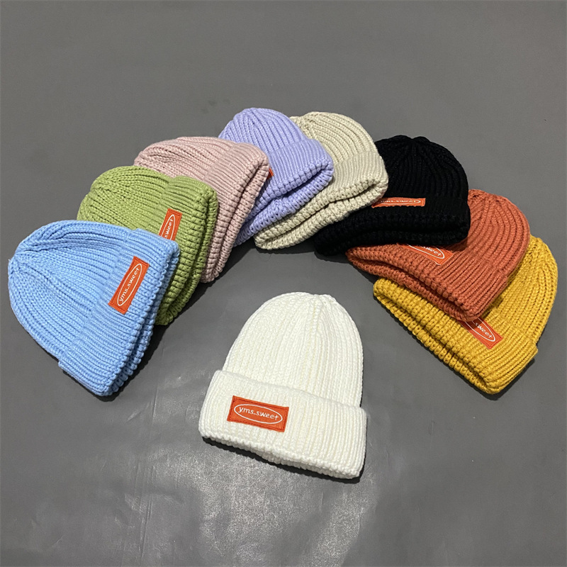 Cross-Border New Arrival Letters Knitted Hat Men&#039;s and Women&#039;s Warm Flanging Wool Hat Versatile Korean Ins Casual Skullcap
