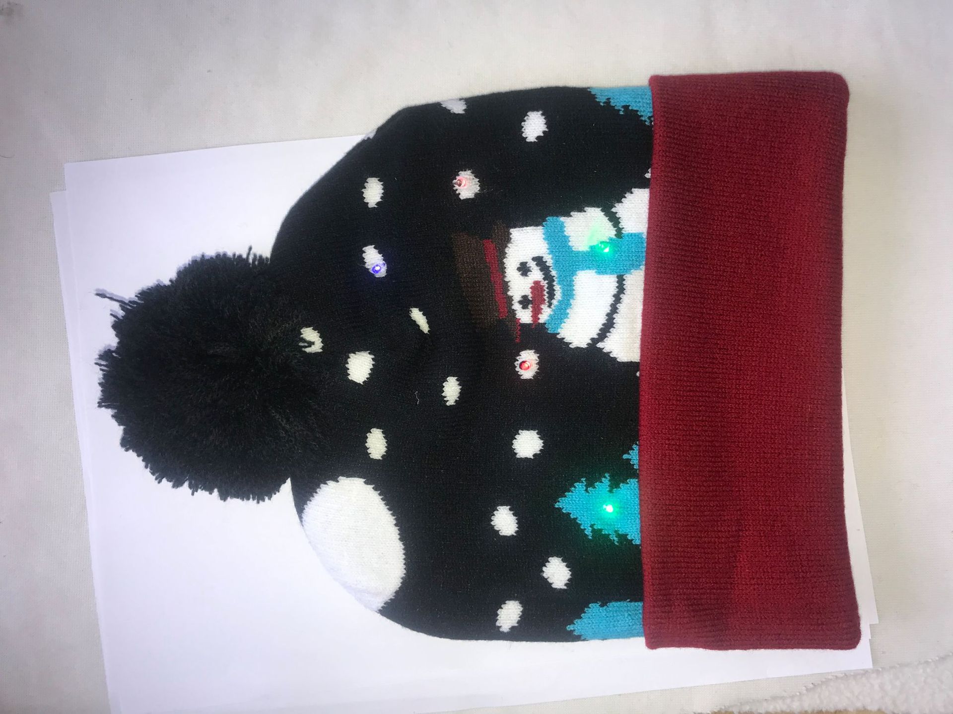 Amazon Flanging Led Knitted Hat Outdoor Led Wool Hat Knitted Hat Outdoor Keep Warm Hat