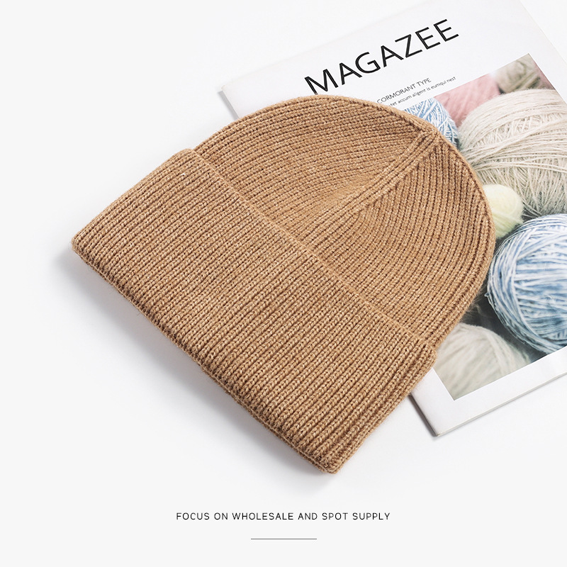 Autumn and Winter New Woolen Cap Women&#039;s Europe and America Cross Border Men&#039;s Flanging Hat Winter Warm Warm Warm Knitted Hat Custom