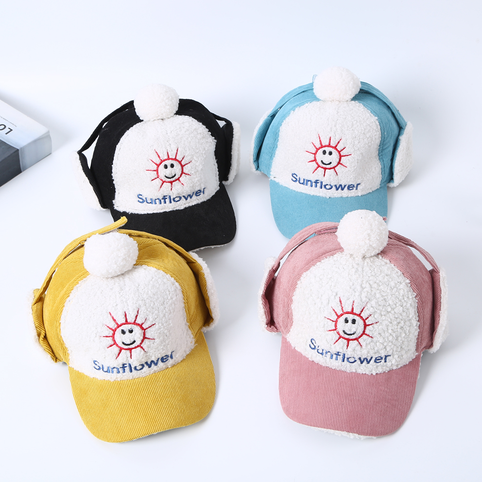 Factory Direct Sales Korean Style Lambswool Ear Protection Children Hat Winter New Students Warm-Keeping Leisure Curved Brim Peaked Cap