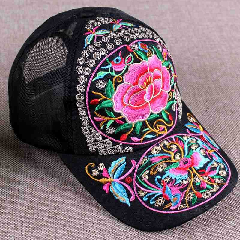 Ethnic Characteristics Thin Mesh Cap Breathable Cool Hat Summer Embroidered Leisure Sun Hat Sun Hat Women&#039;s Baseball Cap