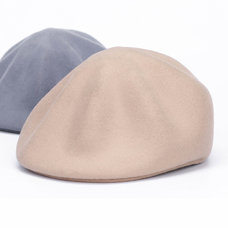 Leisure cap  Casual Versatile Personality Advance Hats Solid Color Duck Tongue Wool Shaping Cap Female Winter
