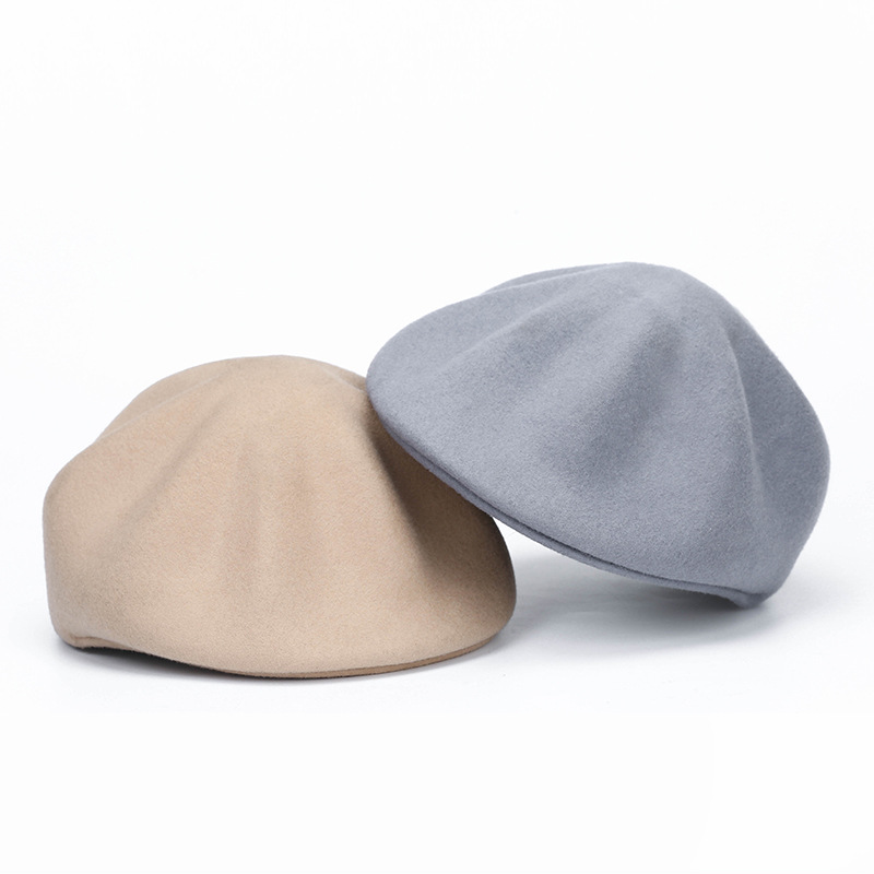 Leisure cap  Casual Versatile Personality Advance Hats Solid Color Duck Tongue Wool Shaping Cap Female Winter