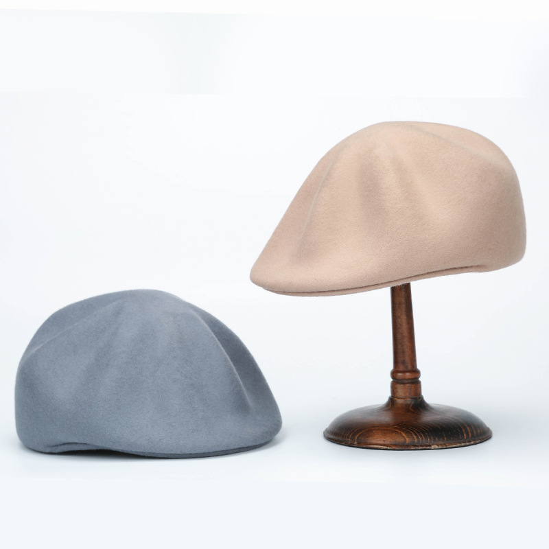Leisure cap  Casual Versatile Personality Advance Hats Solid Color Duck Tongue Wool Shaping Cap Female Winter
