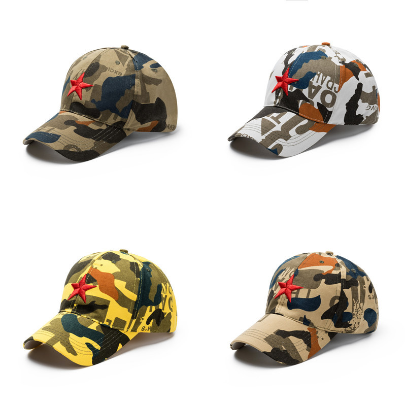 Camouflage Cotton Parent-Child Hat Boys and Girls Outdoor Baseball Hat Baby Spring and Summer Autumn Cotton Five-Pointed Star Peaked Cap