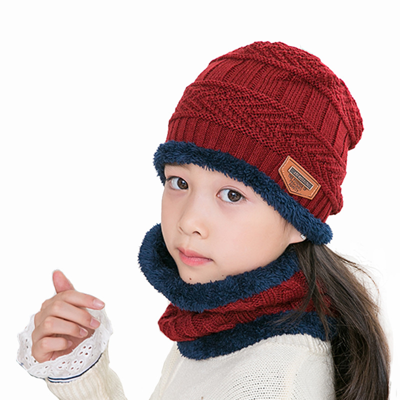 Men&#039;s Knitted Hat Pouch Scarf Two-Piece Set Parent-child cap