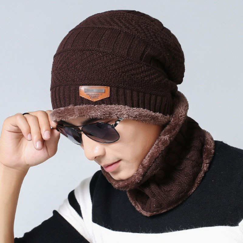 Men&#039;s Knitted Hat Pouch Scarf Two-Piece Set Parent-child cap