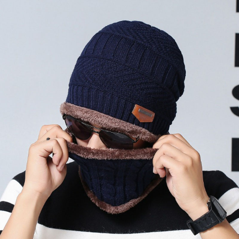Men&#039;s Knitted Hat Pouch Scarf Two-Piece Set Parent-child cap