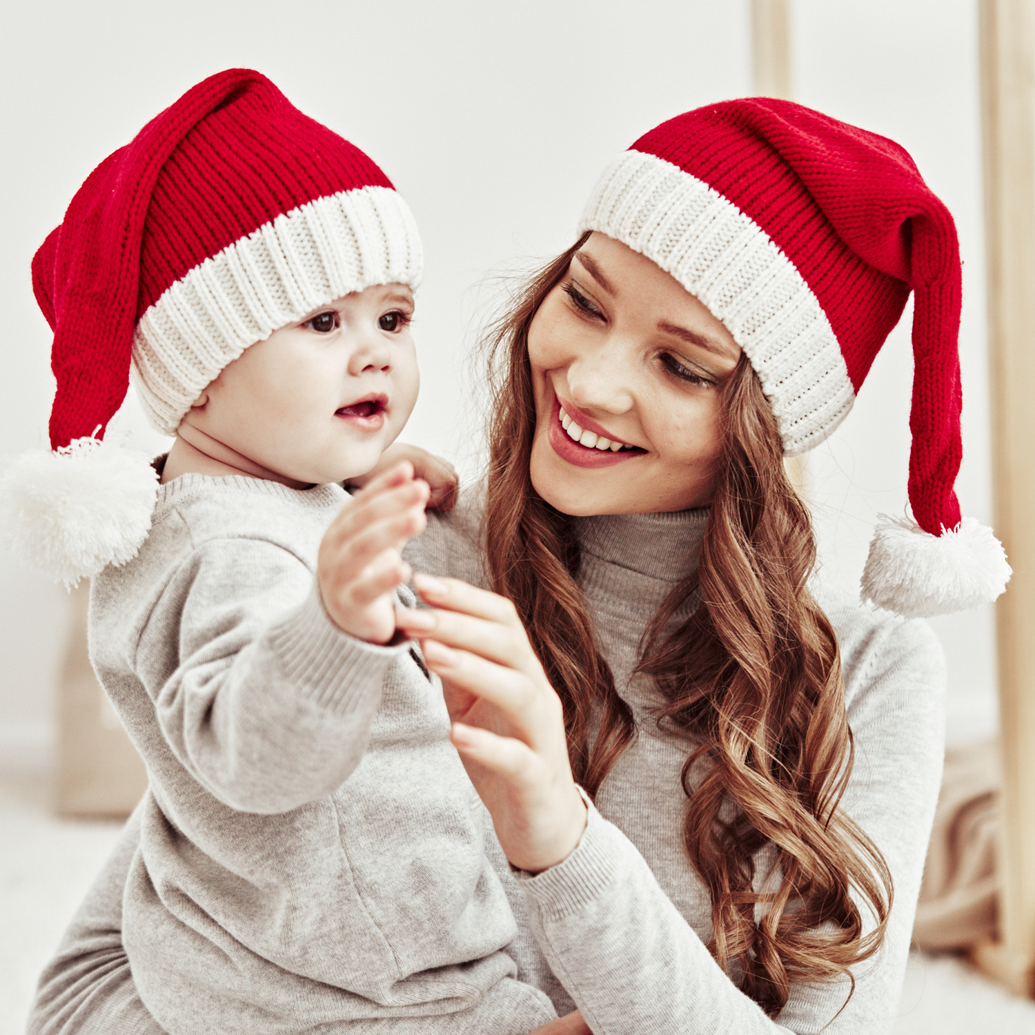 European and American Autumn and Winter New Parent-Child Wool Christmas Hat Single Ball Parent-child cap