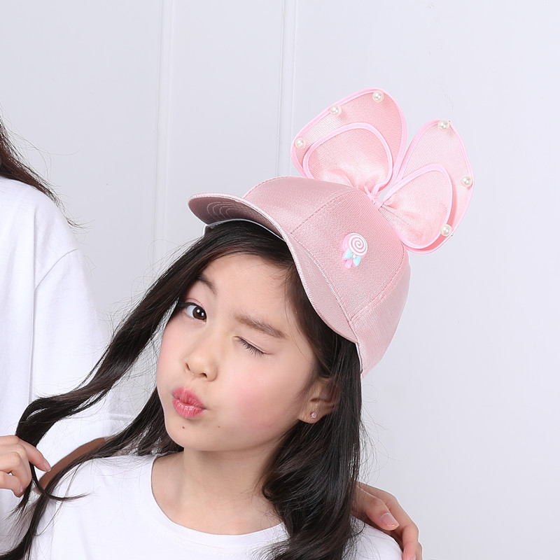 Direct selling parent-child cute lollipop bow baseball cap sunshade cap princess cap cloth cap net cap