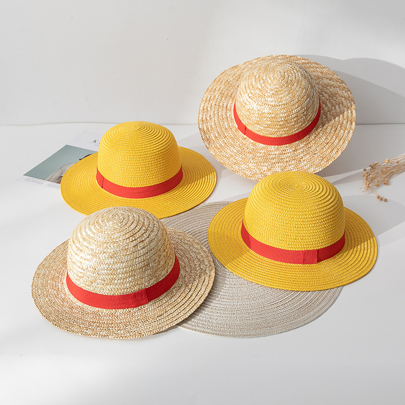  Luffy Straw Hat Cospaly Anime Dress up Straw Parent-Child Hat Sun Protection Hat Performance Cap Manufacturer  Straw ha