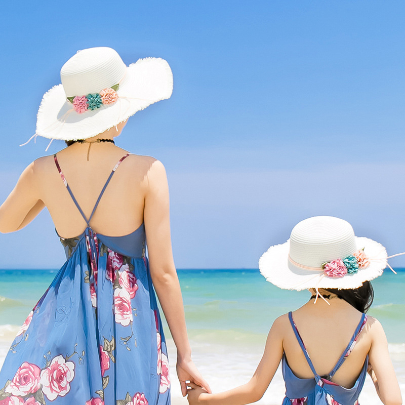 Yue Hai Yue Bei Parent-Child Hat Mother and Daughter Hat Korean Straw Hat Parent-child cap