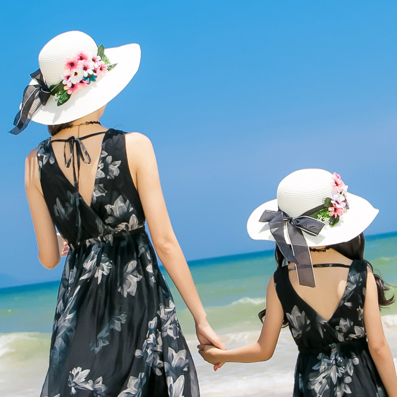 Yue Hai Yue Bei Parent-Child Hat Mother and Daughter Hat Korean Straw Hat Parent-child cap