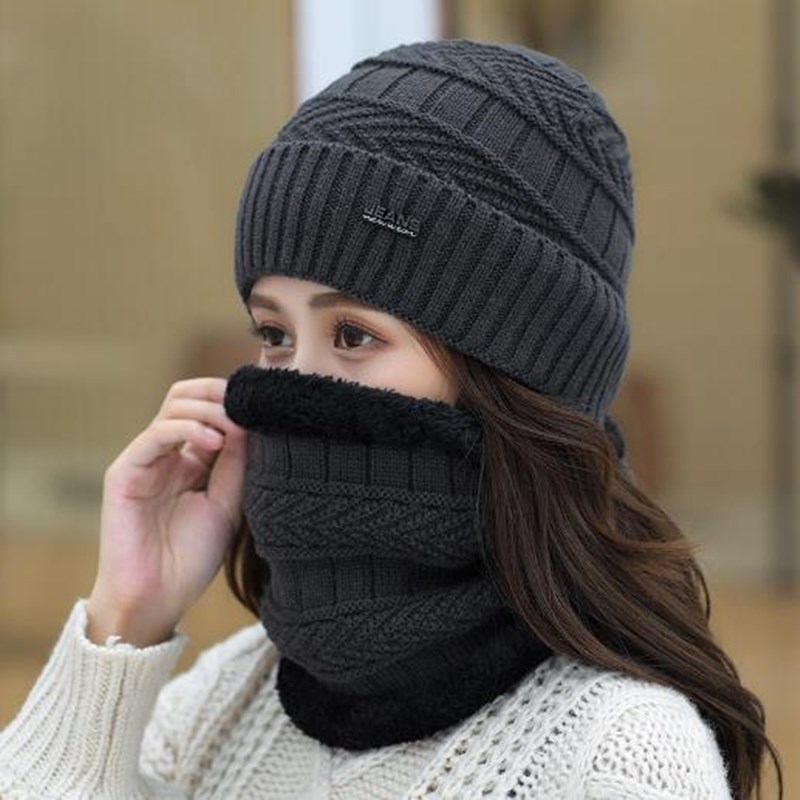 Knitted hat Hat Women&#039;s Fleece-Lined Warm Wool Hat Korean Cycling All-Matching Thickened Knitted Hat Lady Hat