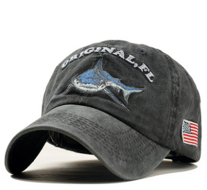 Cross-Border AliExpress EBay Abroad One Piece Dropshipping Popular Cartoon Washed Embroidered Shark National hat
