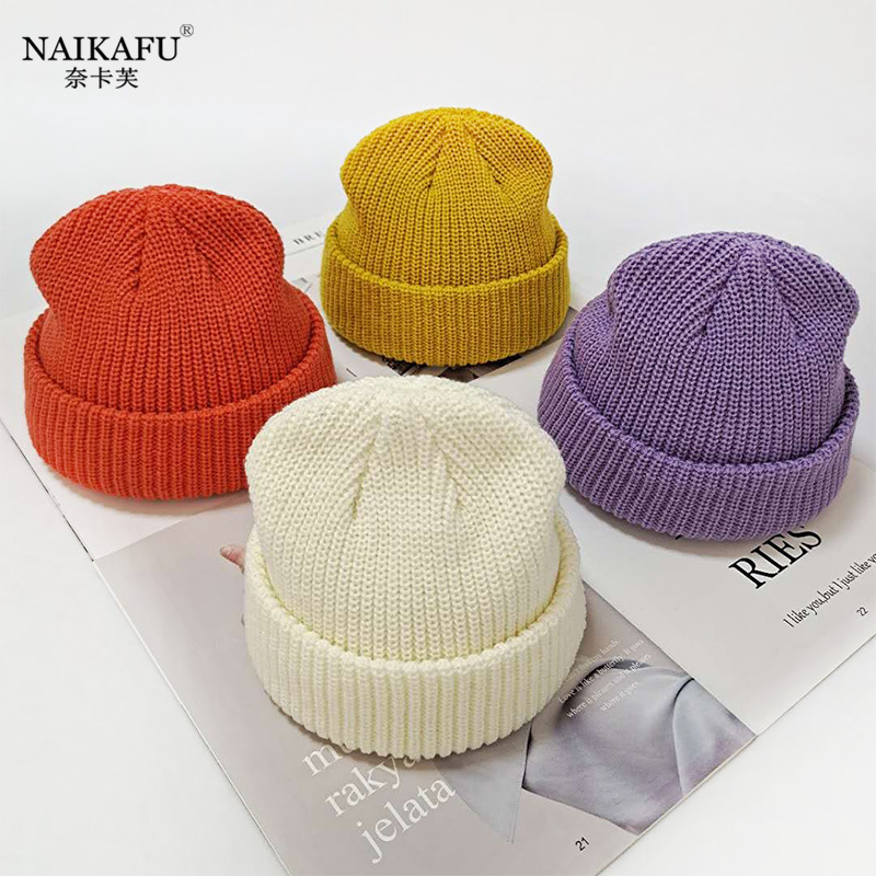 Knitted Woolen Cap Women&#039;s Autumn and Winter Korean Style Pullover Keep Warm Beanie Hat Hip Hop Skullcap Chinese Landlord Hat Logo
