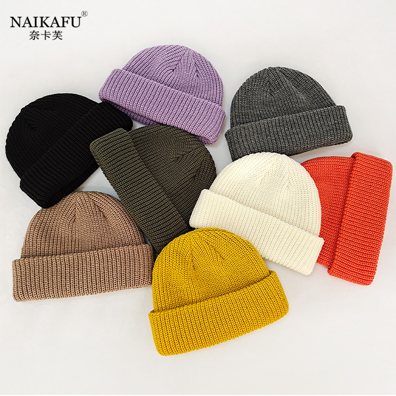 Knitted Woolen Cap Women&#039;s Autumn and Winter Korean Style Pullover Keep Warm Beanie Hat Hip Hop Skullcap Chinese Landlord Hat Logo
