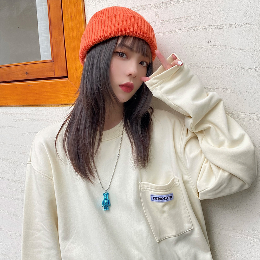 Knitted Woolen Cap Women&#039;s Autumn and Winter Korean Style Pullover Keep Warm Beanie Hat Hip Hop Skullcap Chinese Landlord Hat Logo
