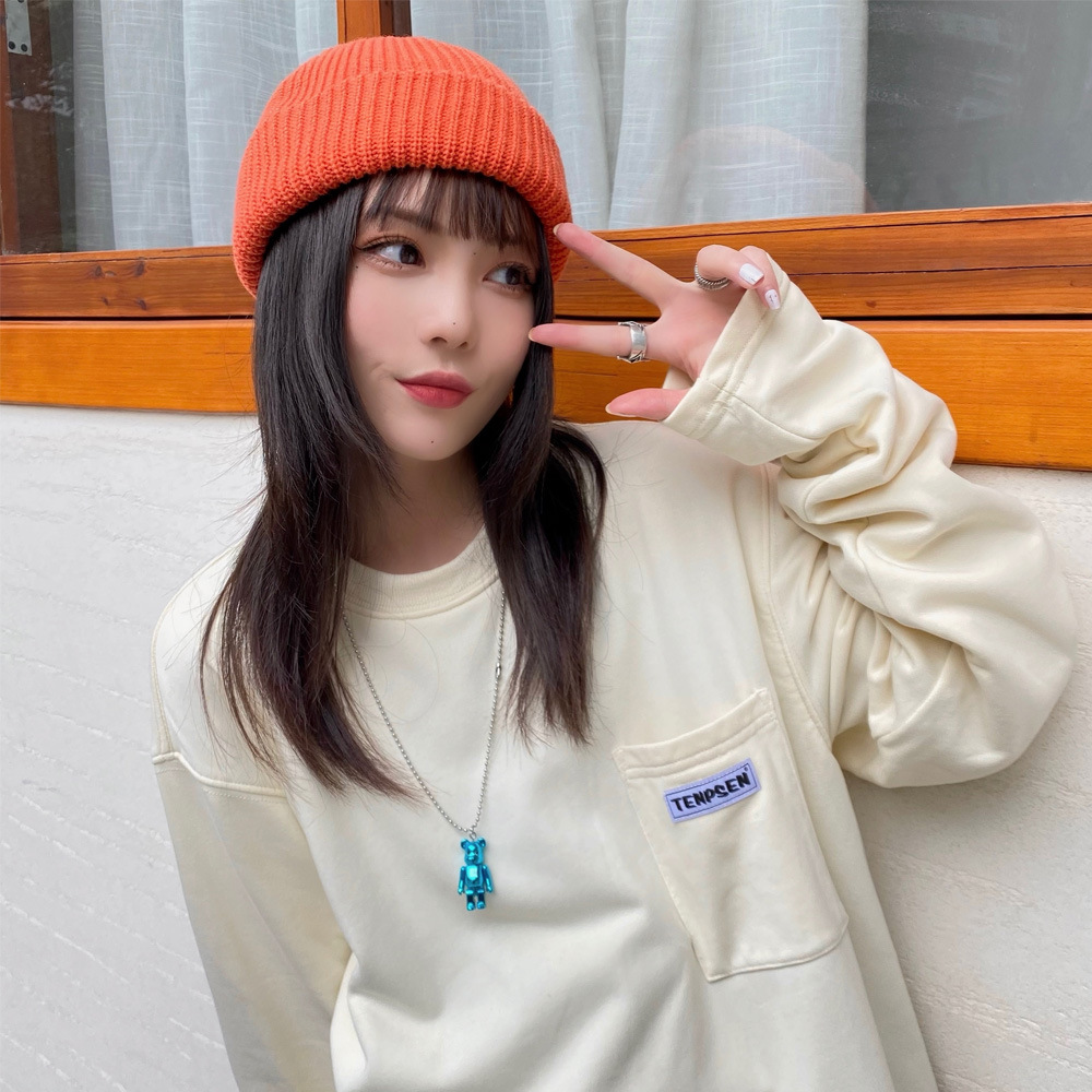 Knitted Woolen Cap Women&#039;s Autumn and Winter Korean Style Pullover Keep Warm Beanie Hat Hip Hop Skullcap Chinese Landlord Hat Logo