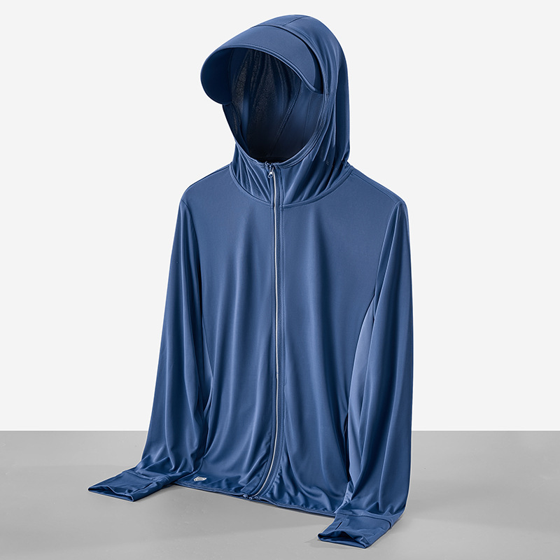 Knitted Ice Silk Sun Protection Clothing UPF50 + Removable Cap Sun-Protective Clothing Men&#039;s and Women&#039;s Brim UV Protection Breathable Skin Clothing