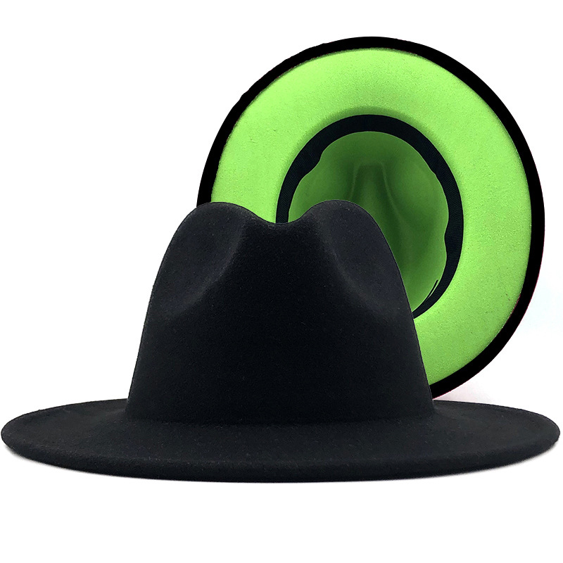 New 42 Color Hot Selling Woolen Hat New Style Outer Camel inside Red Hat Ethnic Style Jazz Hat Cashmere Felt Cap