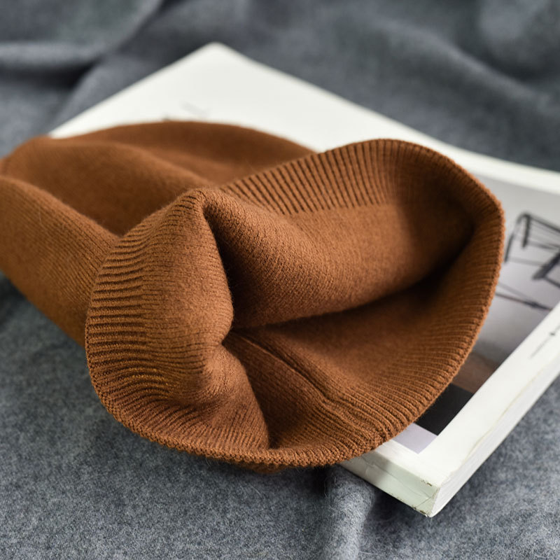Wool Plush Knitted Hat Solid Color Thin and All-Matching Wool Hat Men and Women Casual Fur cap