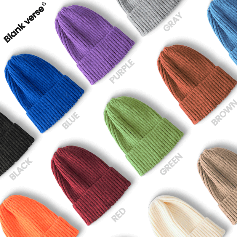 Fur cap Woolen Cap Female Autumn and Winter Wild Candy Color Knitted Hat Thick Warm Skullcap Outdoor Adult Hat Wholesale