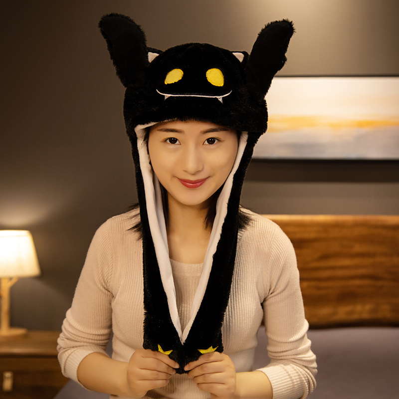 Cross-Border New Glowing Airbag Hat Pinch Ear Movable Pumpkin Devil Christmas Halloween Gift