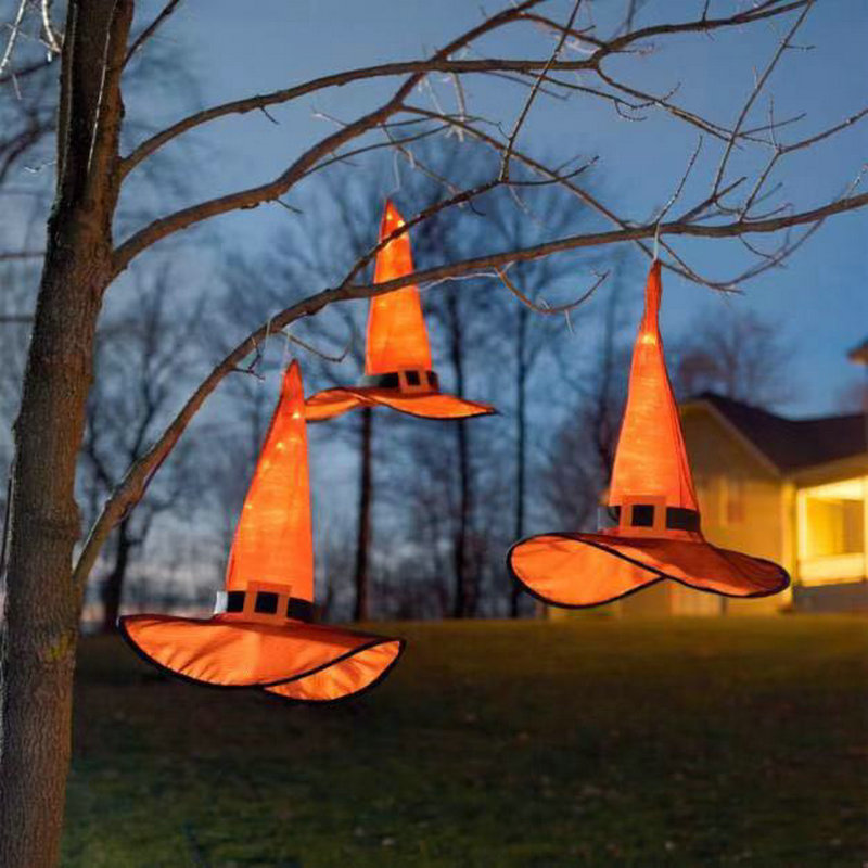 Halloween Glowing Witch Hat Ornaments Holiday Ball Party Hat Witch Hat Christmas Hat Light Festivals