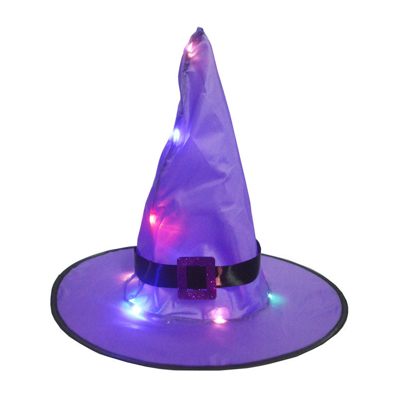 Halloween Glowing Witch Hat Ornaments Holiday Ball Party Hat Witch Hat Christmas Hat Light Festivals