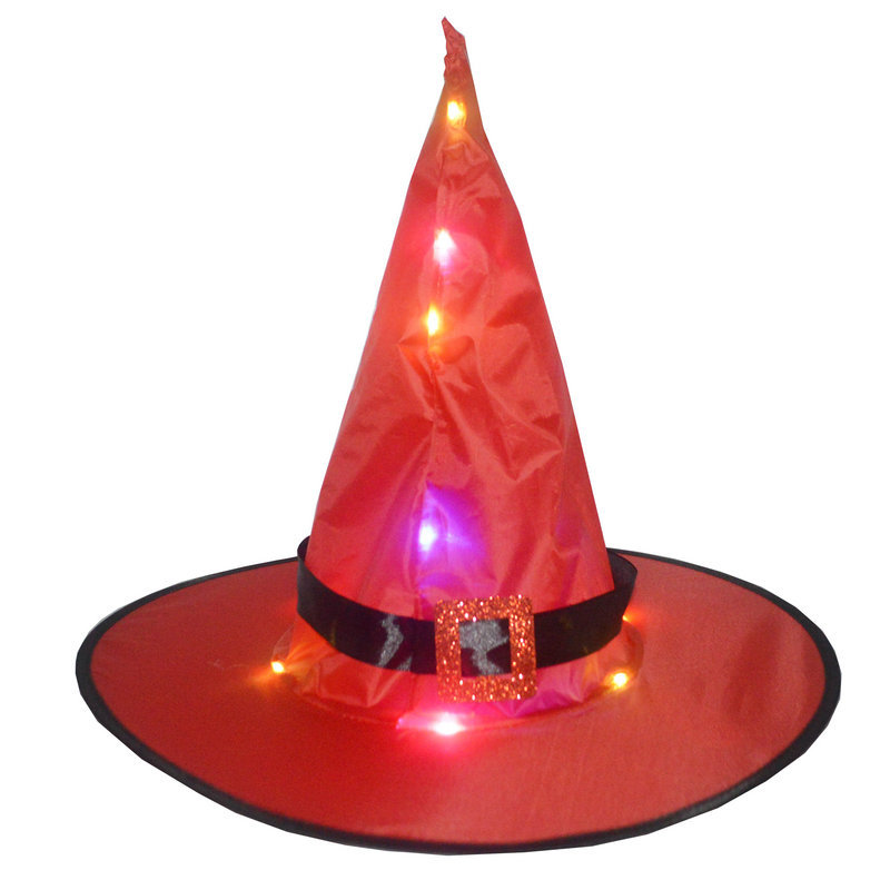 Halloween Glowing Witch Hat Ornaments Holiday Ball Party Hat Witch Hat Christmas Hat Light Festivals