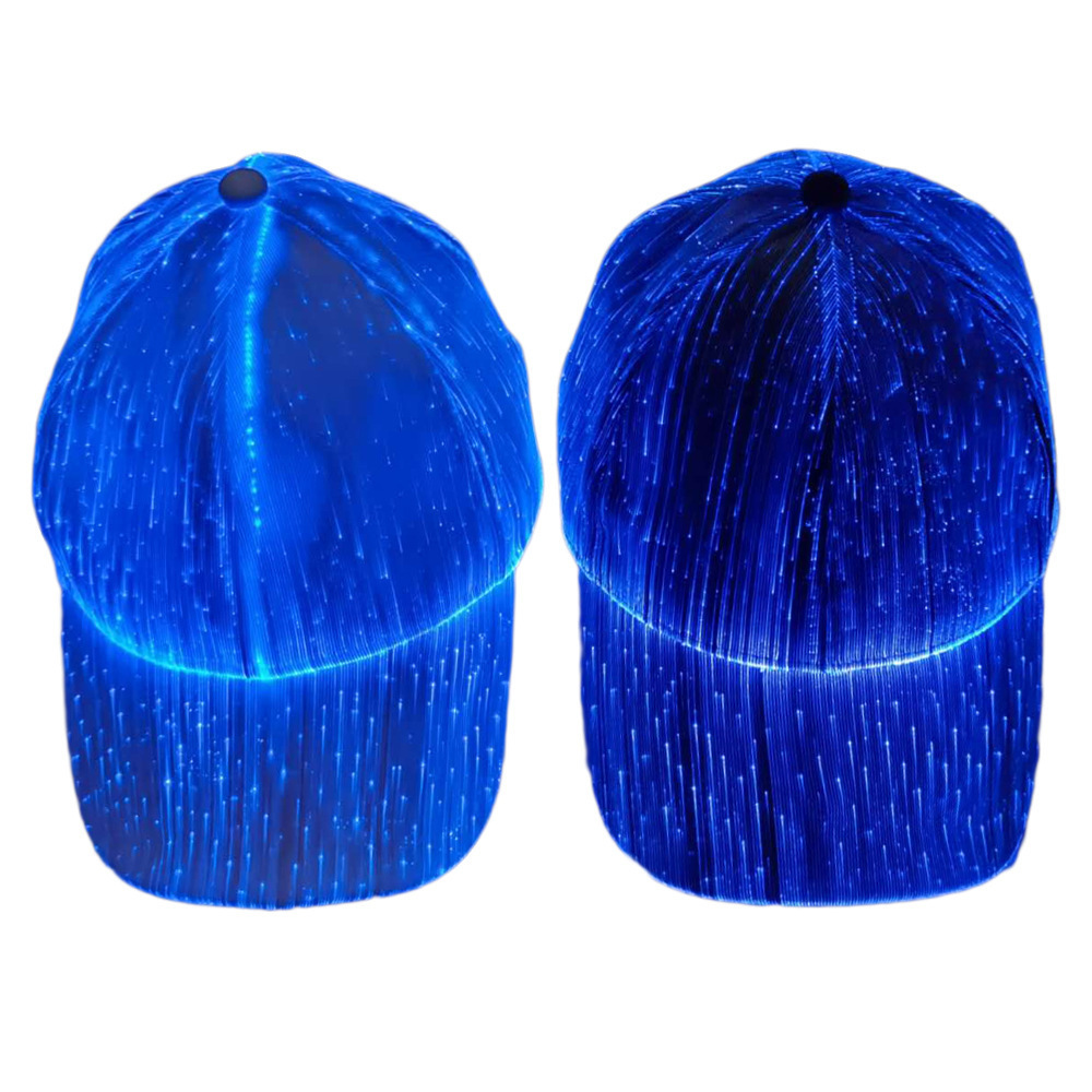 Amazon Hot Sale New LED Optical Fiber Luminous Cap Bar Disco Luminous Baseball Cap Hip Hop Couple Flash Cap Glowing hat