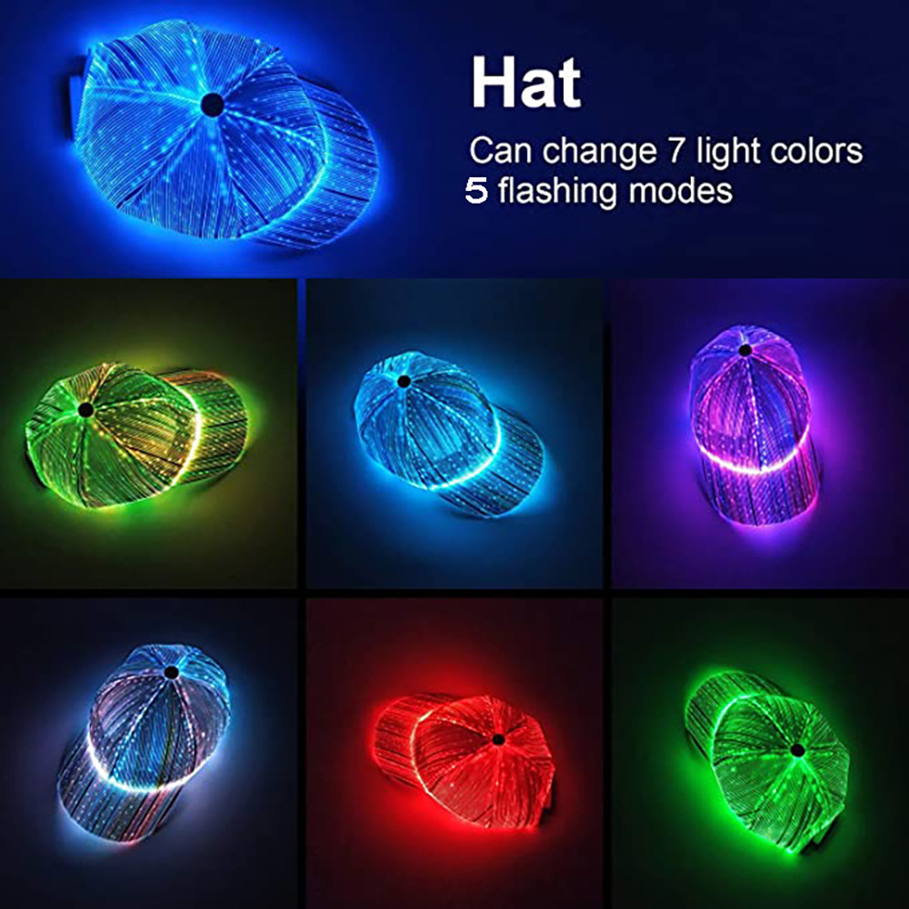 99 Degree Luminous Hat Halloween Atmosphere Luminous Hat Holiday Party Colorful Bar Led Concert Hat Glowing hat