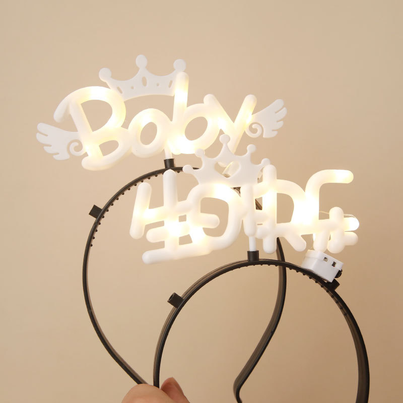 Xiaohongshu Same Style Birthday Hat Led Glowing Headdress Baby Happy Birthday Headband Luminous Birthday Hat