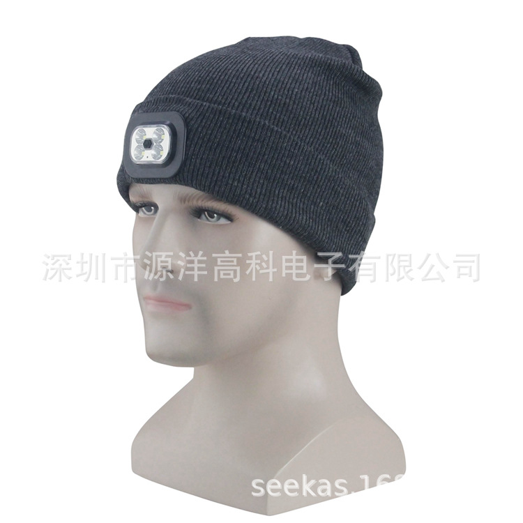  Cap Lithium Battery LED Headlight Cap Luminous Knitted Hat Ultra-Far Irradiation Distance Spot Private Model Glowing ha