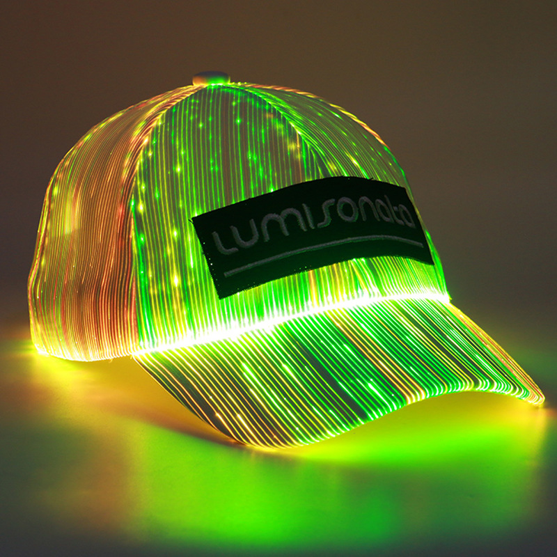  Light-Emitting Peaked Cap Nightclub Disco Concert Optical Fiber Hat Light-Emitting Support Baseball Cap Glowing hat