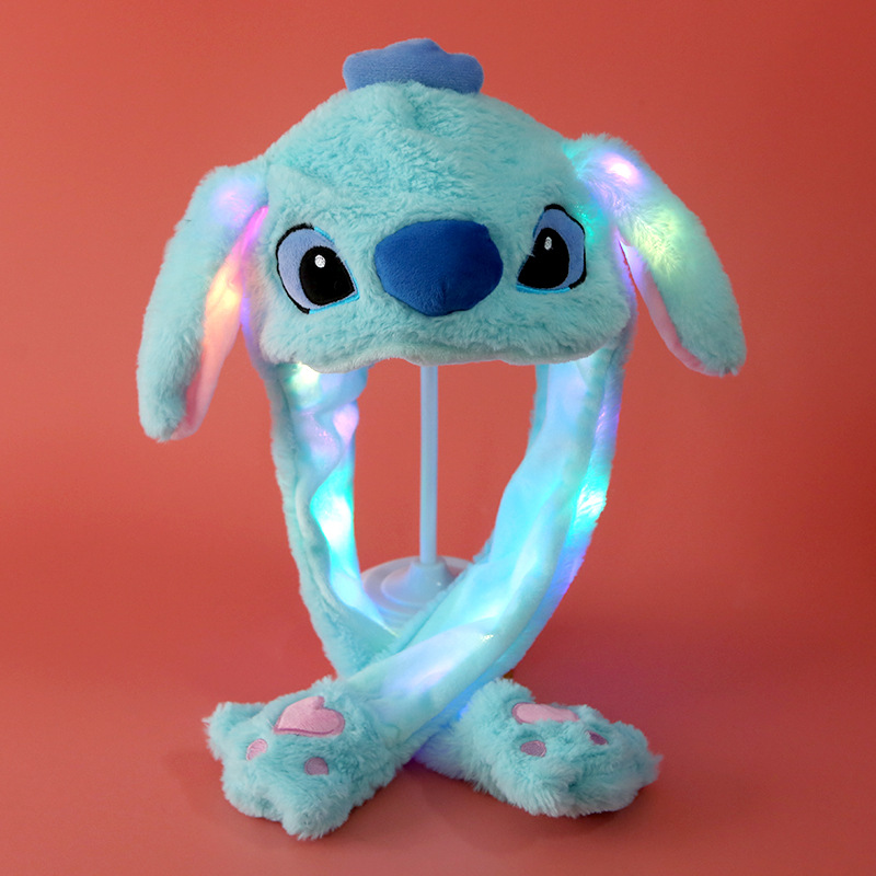Douyin Same Rabbit Hat Parent-Child Plush Movable Ears Hat Cartoon Light-on Hat Long Ear Flashing Hat Glowing hat