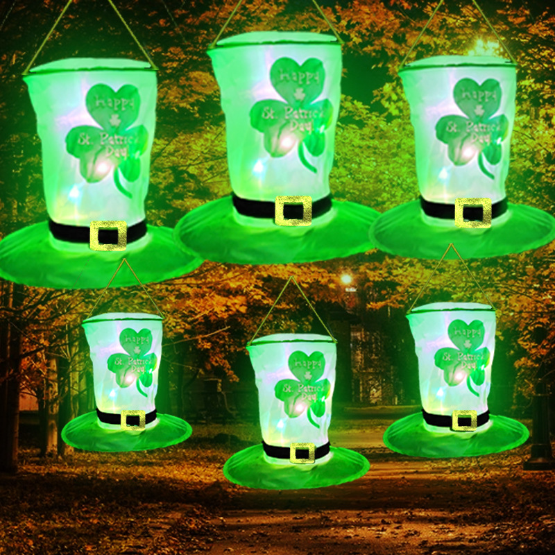 Glowing hat St Patrick&#039;s Day Luminous Hat LED Light Ireland Festive Supplies Independent Station New