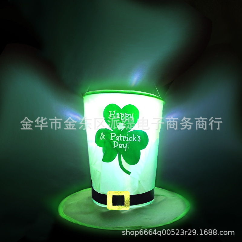 Glowing hat St Patrick&#039;s Day Luminous Hat LED Light Ireland Festive Supplies Independent Station New
