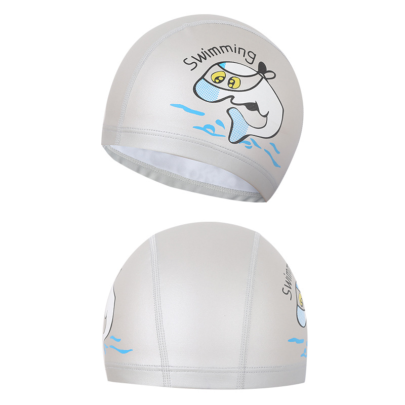 New Children&#039;s PU Coating Cartoon Swimming Cap Children&#039;s Swimming Cap Waterproof Ear Protection Pu Hat Dolphin Pattern