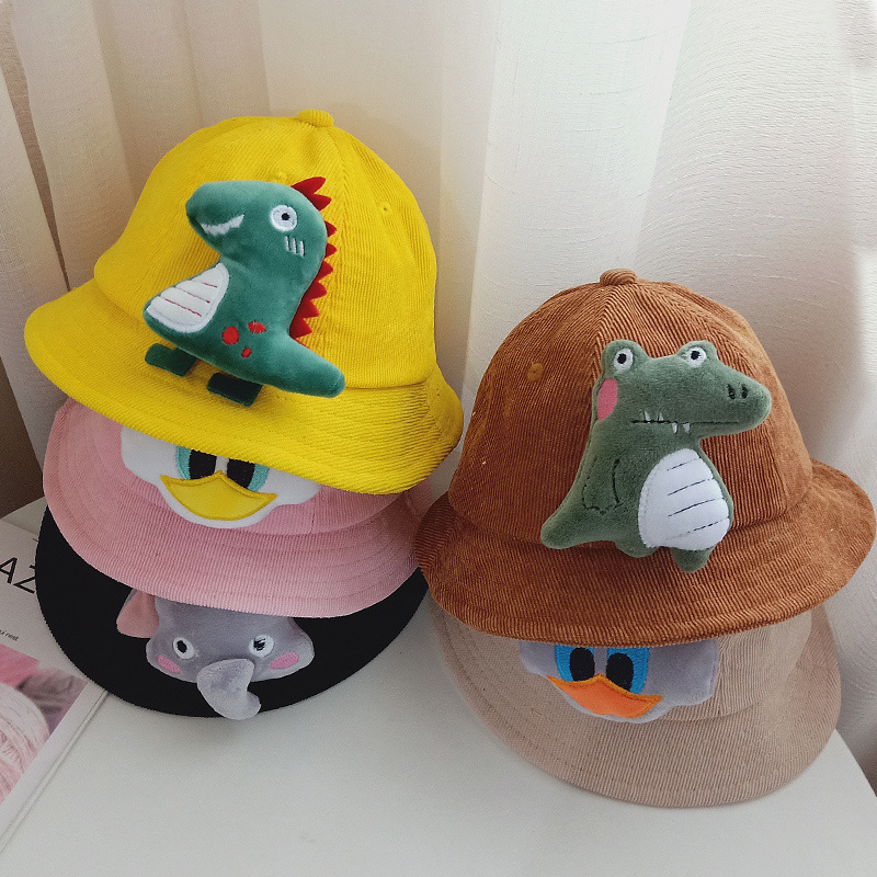  Hat Spring and Autumn Corduroy Boys and Girls Hat Winter Baby Basin Hat Kindergarten Group Purchase Children&#039;s cap