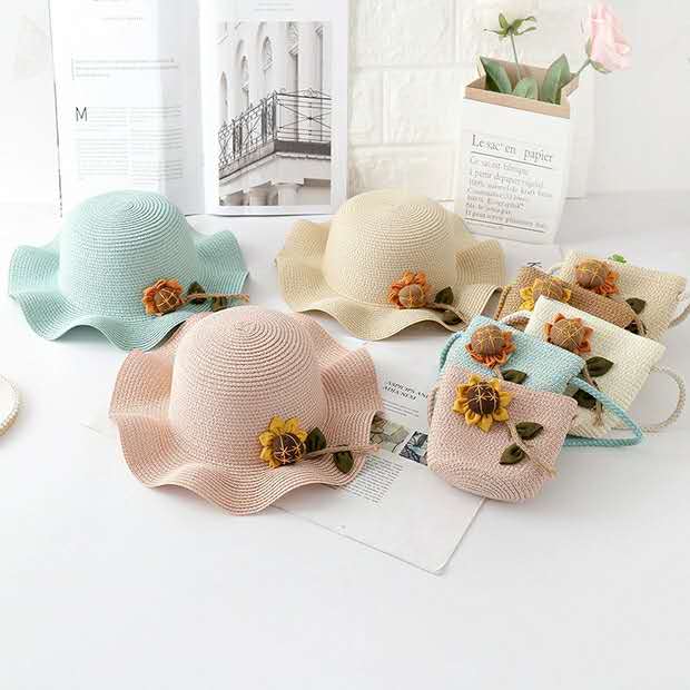 Internet Hot Little Girls&#039; Straw Hat Summer Baby Sun Hat Sun Protection Princess Beach Hat