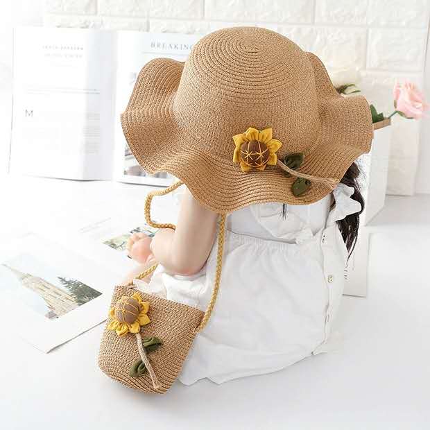 Internet Hot Little Girls&#039; Straw Hat Summer Baby Sun Hat Sun Protection Princess Beach Hat
