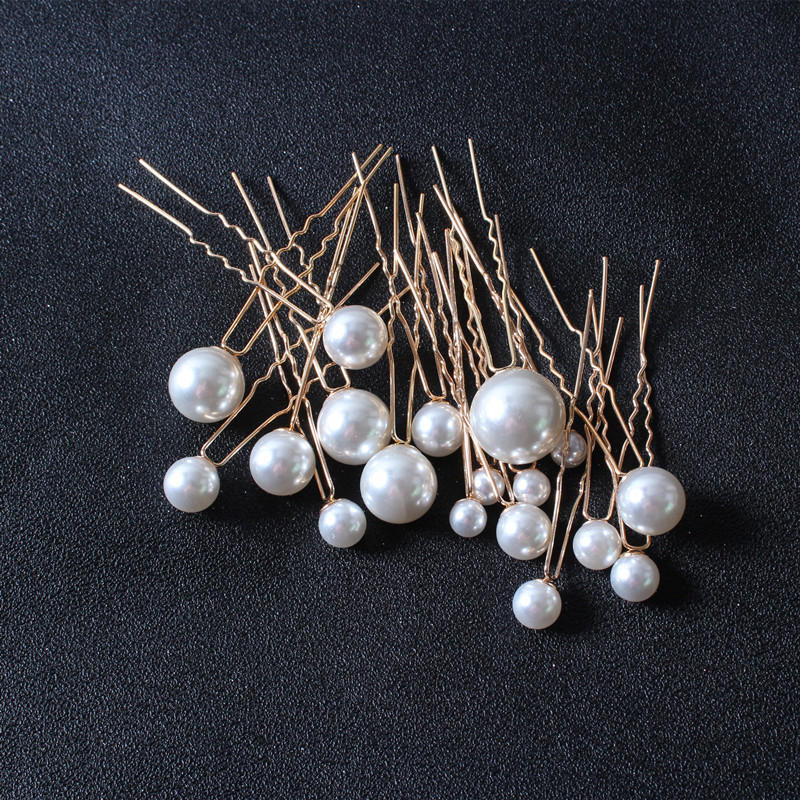 Hot Sale Hair Accessories Pearl U-Shaped Barrettes Updo Hairpin Large and Small Pearls Bridal Headdress